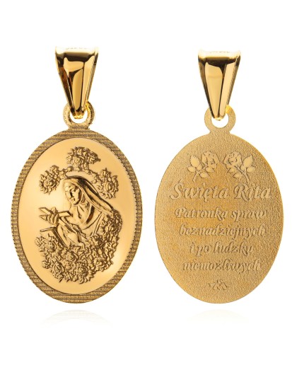 Pozłacany srebrny medalik Św. Rita z Cascii 925 – do łańcuszka