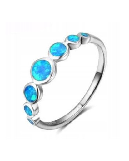 Pierścionek srebrny damski niebieski opal 925