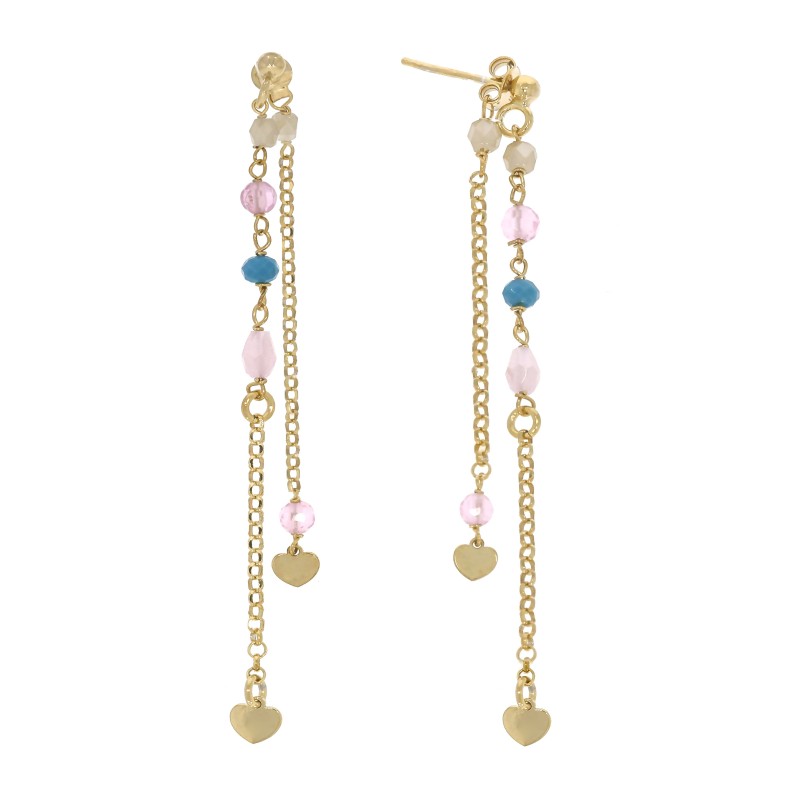 SREBRNE KOLCZYKI DAMSKIE  POZŁACANE KRYSZTAŁY SERCA SERDUSZKA 925