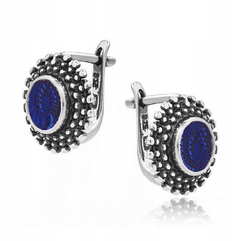 SREBRNE OKSYDOWANE KOLCZYKI DAMSKIE ANGIELSKIE SREBRO PRÓBY 925