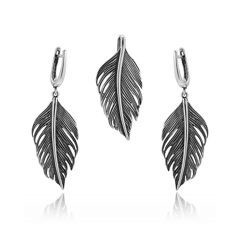 SREBRNY DAMSKI KOLCZYKI OKSYDOWANE SKRZYDŁA SREBRO PRÓBY 925