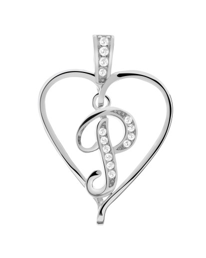 SREBRNA LITERKA P W SERDUSZKU WISIOREK ZAWIESZKA SREBRO 925