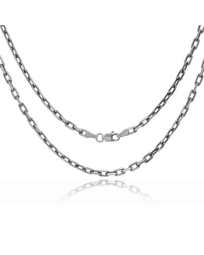 Srebrny oksydowany męski łańcuszek ankier 50 cm 3 mm 925