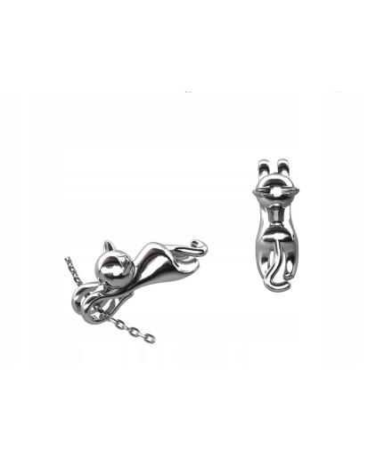 Srebrna zawieszka kot 925 rodowana – subtelny koci motyw