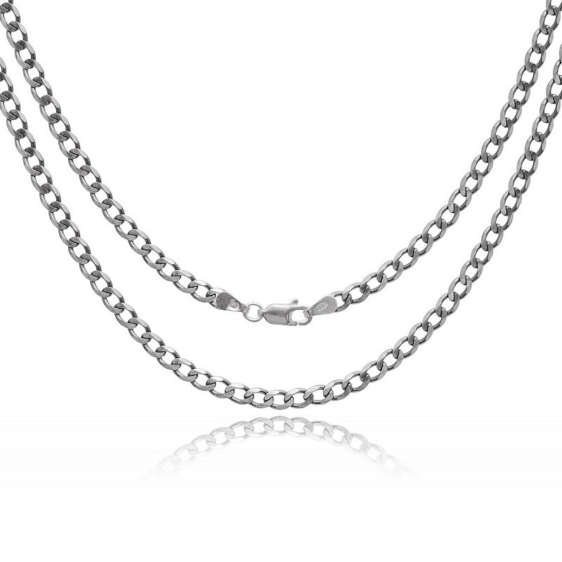 Srebrny łańcuszek Pancerka 3,7 mm – oksydowany męski 925