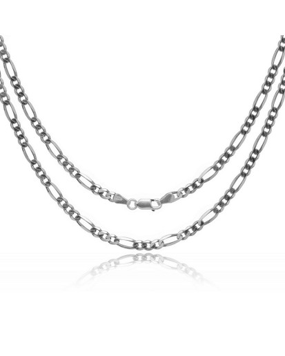 Srebrny łańcuszek Figaro 3,4 mm – oksydowany diamentowany męski 925