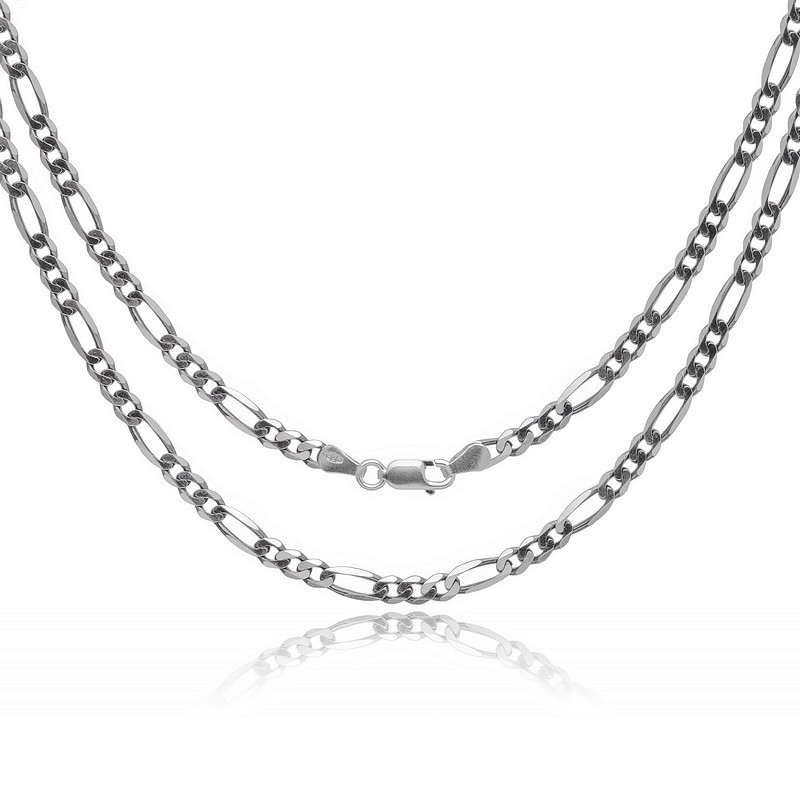 Srebrny łańcuszek Figaro 3,4 mm – oksydowany diamentowany męski 925