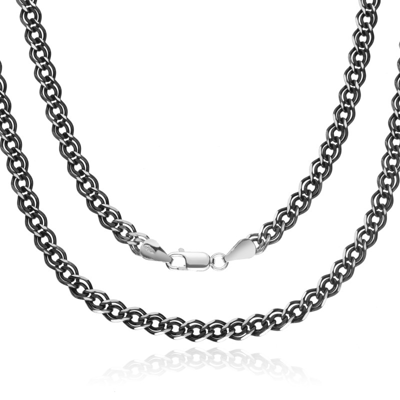 Srebrny łańcuszek męski Nonna 4,9 mm – oksydowany diamentowany 925