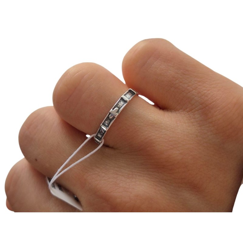 Srebrny różaniec na palec 925 – oksydowana obrączka 3 mm