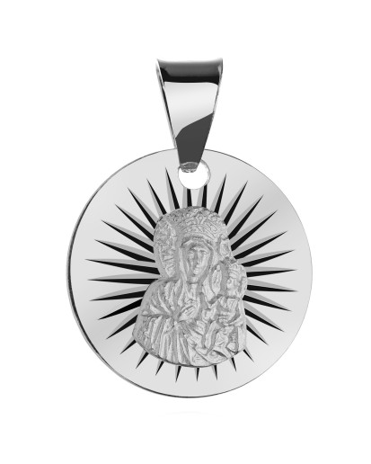 Srebrny diamentowany medalik Matka Boska Częstochowska 925