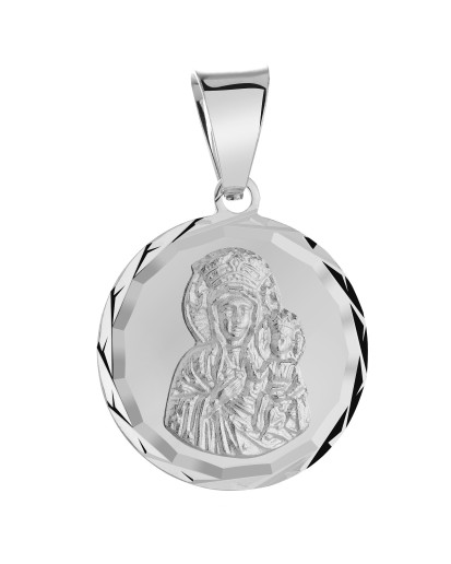 Srebrny diamentowany medalik Matka Boska Częstochowska 925