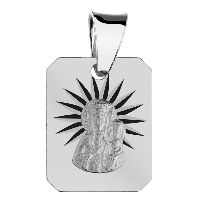 Srebrny medalik diamentowany Matka Boska Częstochowska 925