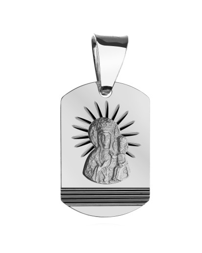 Srebrny diamentowany medalik Matka Boska Częstochowska 925