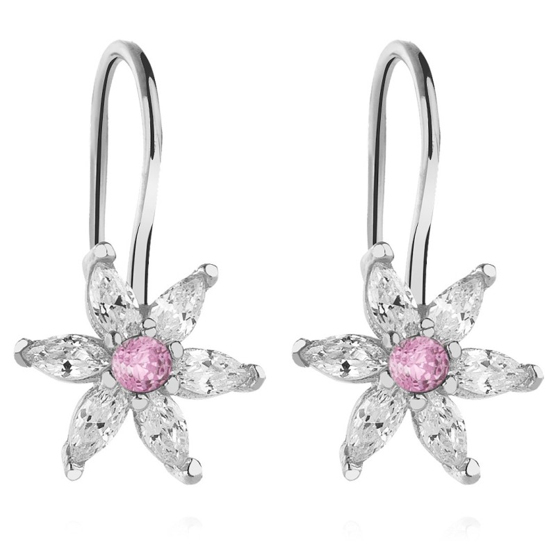 SREBRNE KOLCZYKI DLA DZIEWCZYNKI WISZĄCE KWIATKI KWIATUSZKI 925