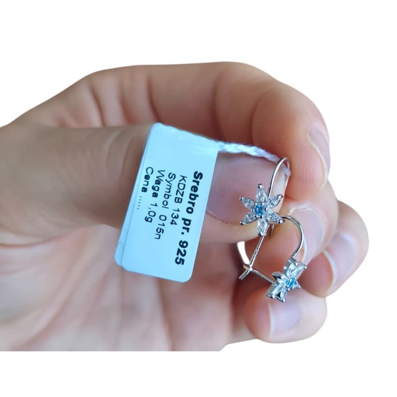 SREBRNE KOLCZYKI DLA DZIEWCZYNKI WISZĄCE KWIATKI KWIATUSZKI 925