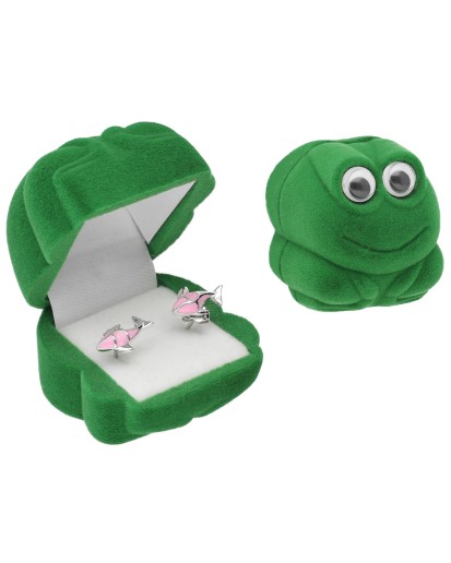 PUDEŁKO WELUROWE ZIELONA ŻABA NA BIŻUTERIĘ