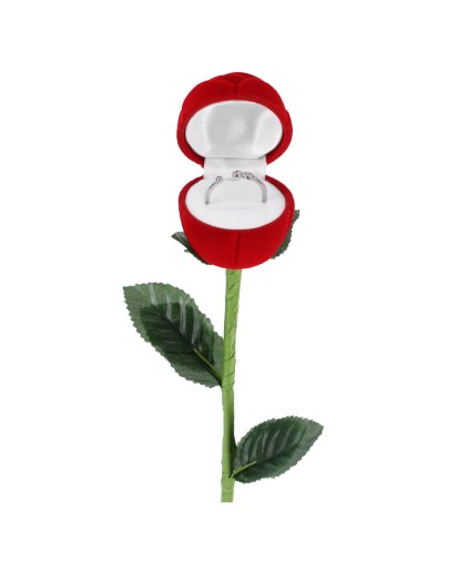 PUDEŁKO WELUROWE PREZENTOWE NA BIŻUTERIE CZERWONA RÓŻA