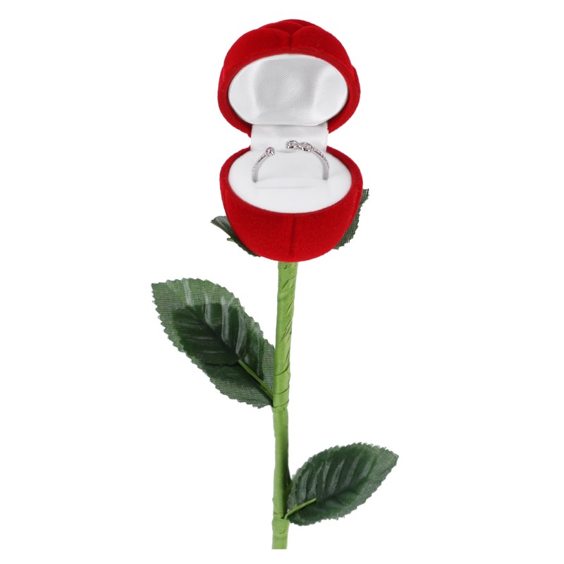 PUDEŁKO WELUROWE PREZENTOWE NA BIŻUTERIE CZERWONA RÓŻA