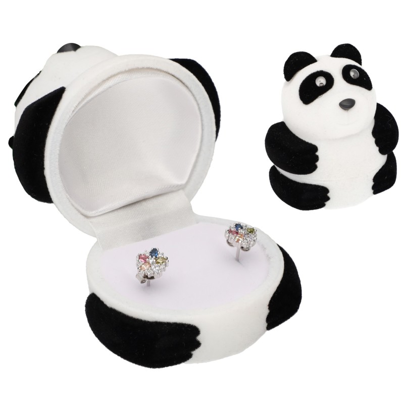 PUDEŁKO WELUROWE PREZENTOWE NA BIŻUTERIE PANDA