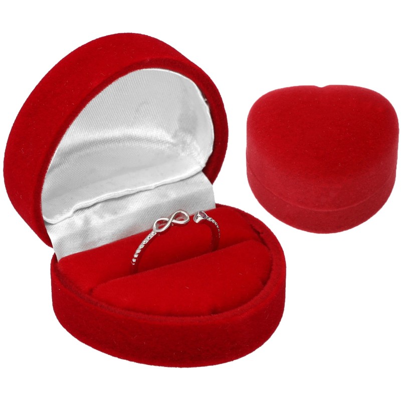 Pudełko welurowe serce serduszko na pierścionek