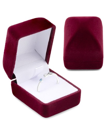 Pudełko welurowe na pierścionek w kolorze czerwonym, zaręczyny .