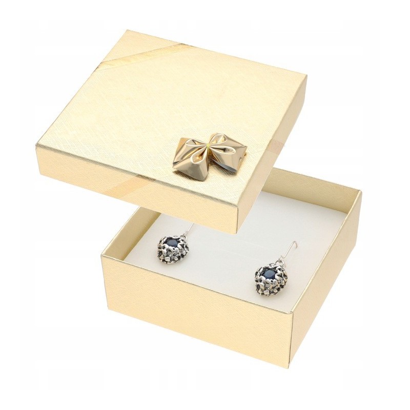 PUDEŁKO PREZENTOWE ZŁOTE Z KOKARDKĄ DUŻY KOMPLET