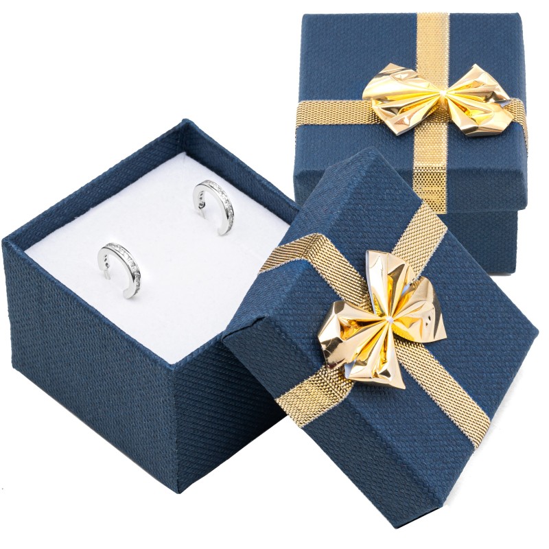 PUDEŁKO PREZENTOWE Z KOKARDKĄ NA KOLCZYKI , BIŻUTERIĘ.