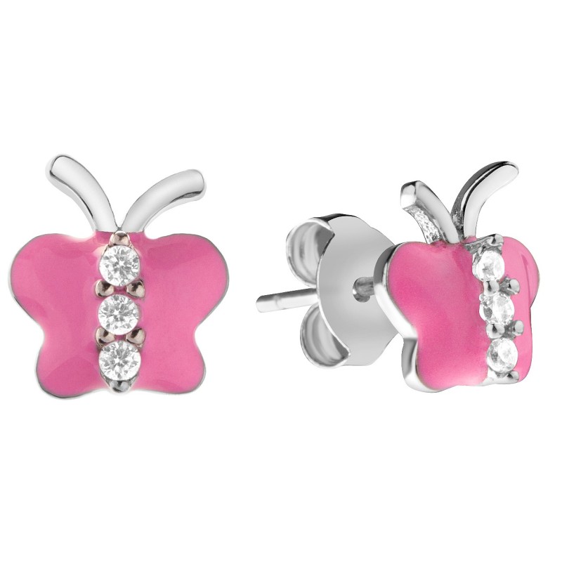 SREBNRE KOLCZYKI DLA DZIEWCZYNKI WISZĄCE MOTYLE MOTYLKI SREBRO 925