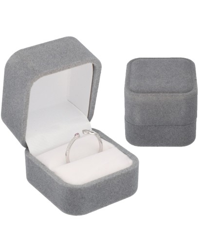 PUDEŁKO WELUROWE SZARE NA PIERŚCIONEK ZARĘCZYNOWY , ZARĘCZYNY .