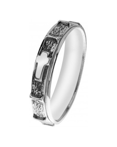 Srebrny różaniec na palec srebrna oksydowana obrączka obrotowa rozmiary 5,5 mm 13-25 925