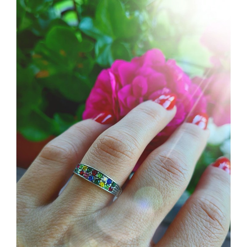 Pierścionek srebrny 925 oksydowany – cyrkonie diamentowane | Roz.11-25