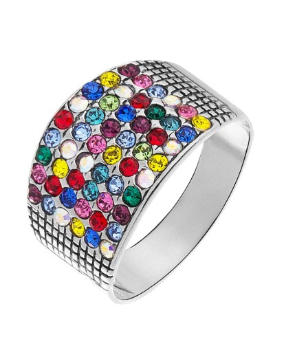 Pierścionek srebrny oksydowany damski z cyrkoniami szeroki rozmiary 11-21 925