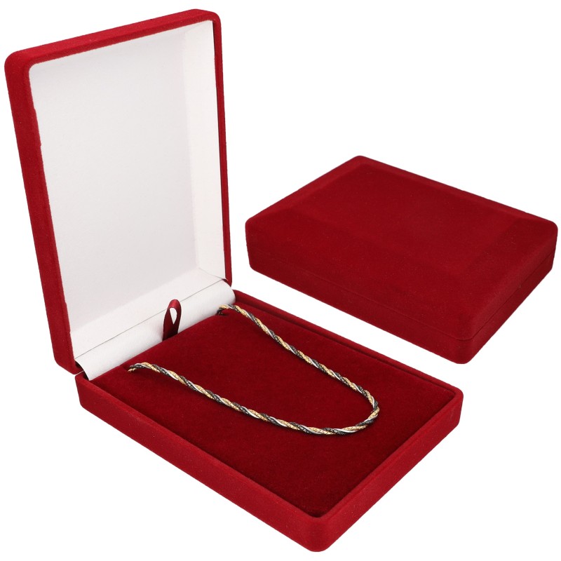 Pudełko welurowe prostokątne na biżuterię kolię prezentowe