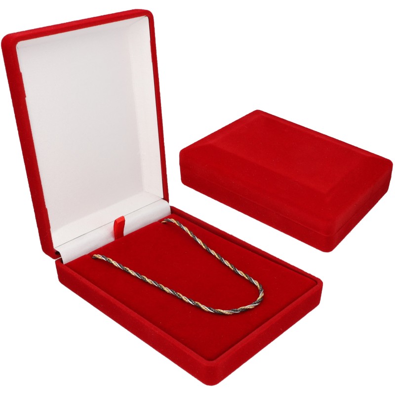 Pudełko welurowe prostokątne na biżuterię kolię prezentowe