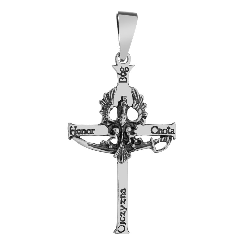 Krzyżyk Bóg Honor Ojczyzna 925 – srebrny model męski wisiorek