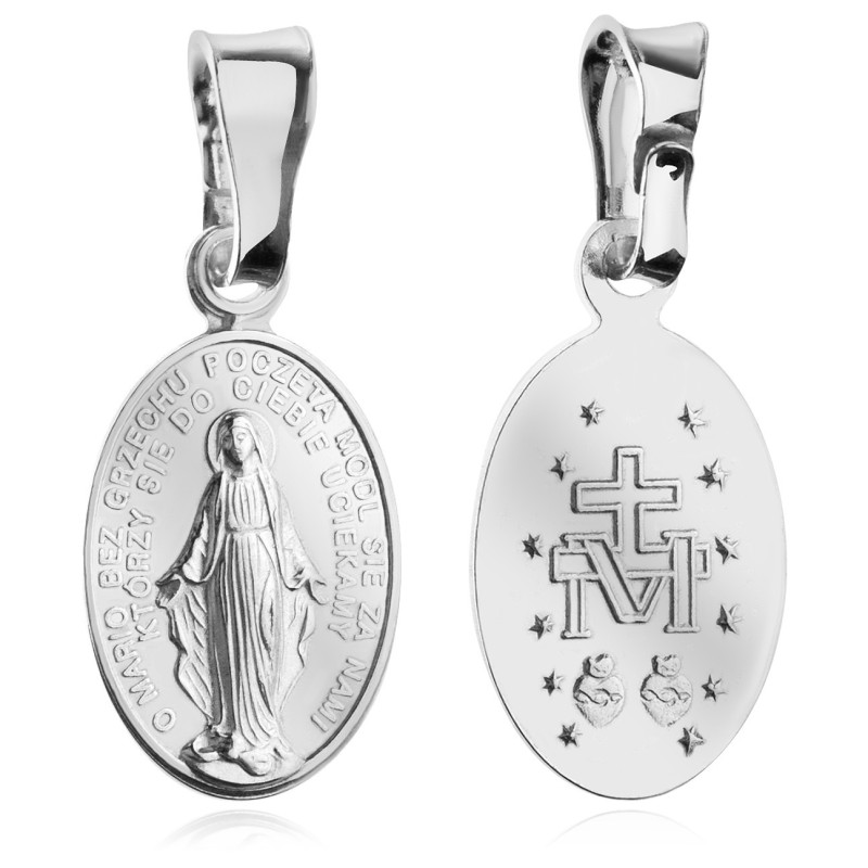 Srebrny Cudowny Medalik Matka Boska Niepokalana 925
