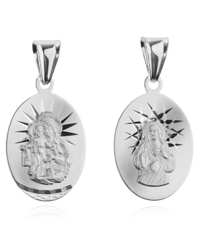 Duży srebrny medalik Szkaplerz 925 – Matka Boska Szkaplerzna srebro