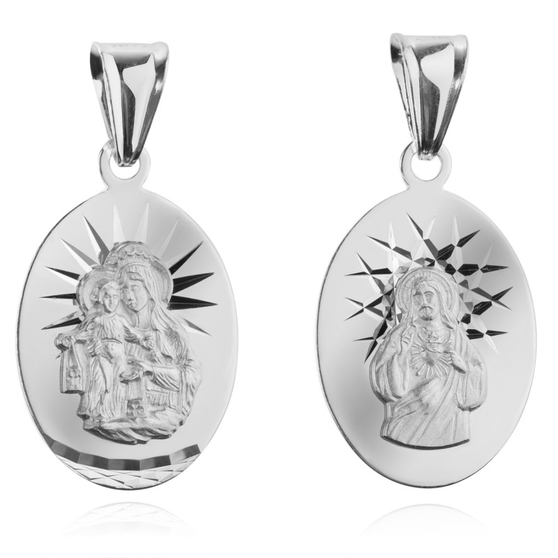 Duży srebrny medalik Szkaplerz 925 – Matka Boska Szkaplerzna srebro