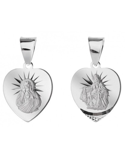 Medalik Szkaplerzny 925 –  Otwarte Serce Jezusa i Maryi ze srebra