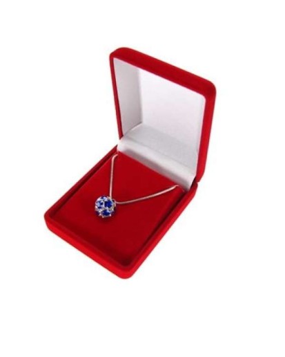 Pudełko welurowe prostokątne czerwone na łańcuszek zawieszkę