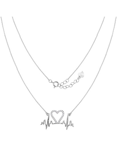 SREBRNY DAMSKI NASZYJNIK LINIA ŻYCIA SERCE 45 CM SREBRO 925