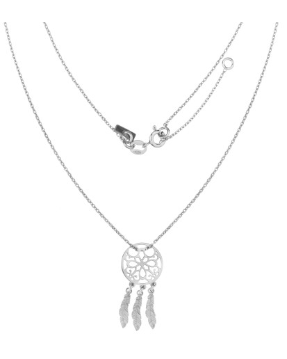 SREBRNY DAMSKI NASZYJNIK ŁAPACZ SNÓW 45 CM SREBRO 925