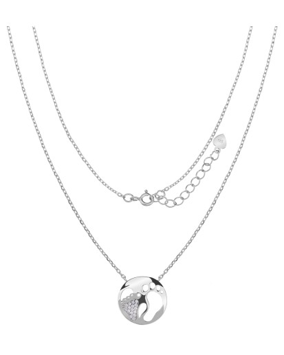 SREBRNY DAMSKI NASZYJNIK STÓPKI NIEMOWLĘCIA  45 CM SREBRO 925