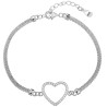 Srebrna bransoletka 925 rodowana – serce, cyrkonie diamentowane