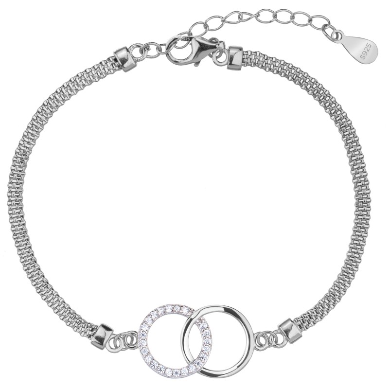 SREBRNA RODOWANA BRANSOLETKA NA RĘKĘ DAMSKA KÓŁECZKO CYRKONIA 20 CM SREBRO 925