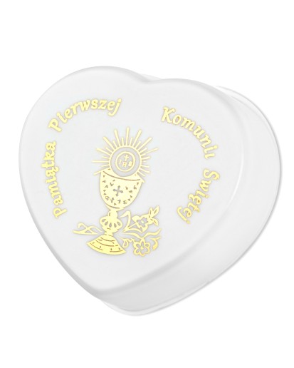 Plastikowe pudełko pamiątka pierwszej komunii świętej serce