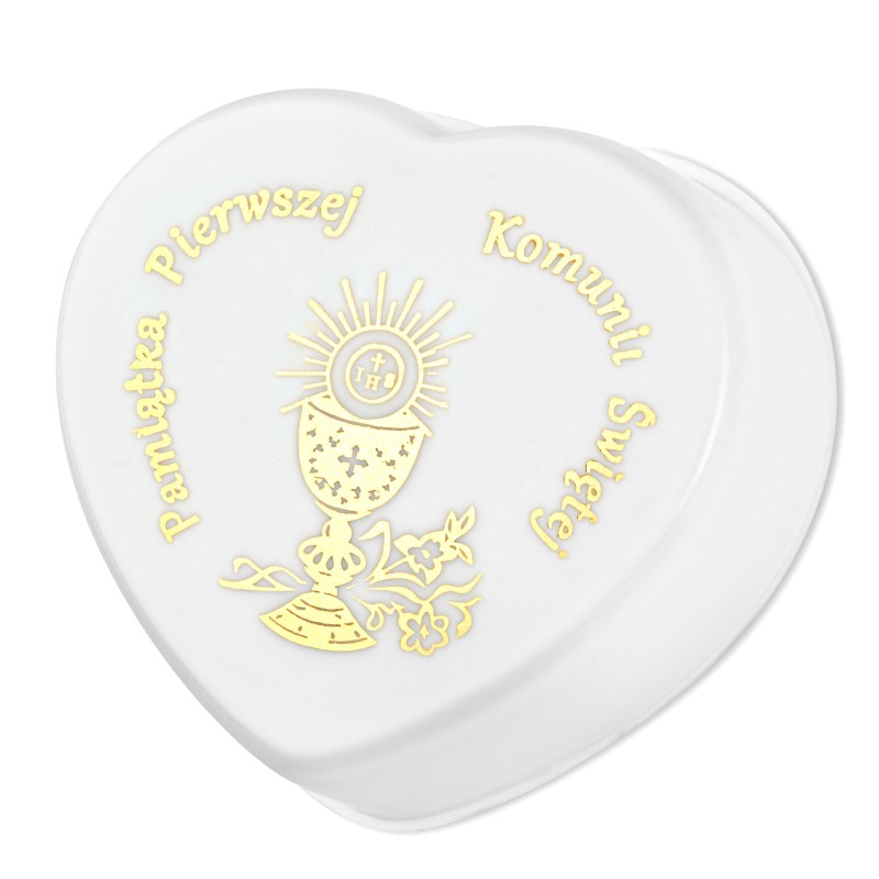 Plastikowe pudełko pamiątka pierwszej komunii świętej serce