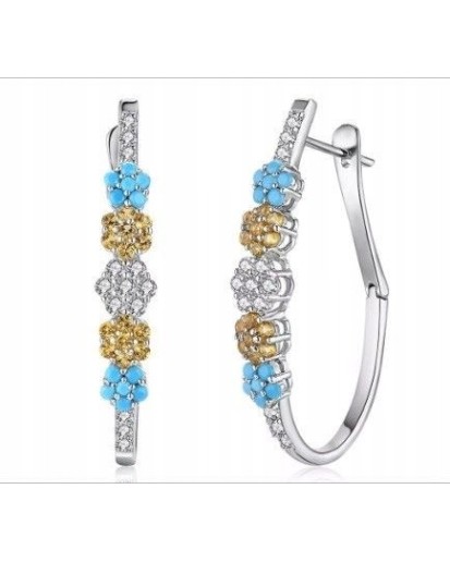 SREBRNE DAMSKIE KOLCZYKI ANGIELSKIE PRZECINKI CYRKONIE RODOWANE 925