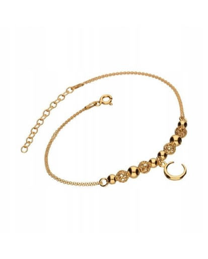 Elegancka Bransoletka Srebrna 925 Pozłacana – Motyw Półksiężyca