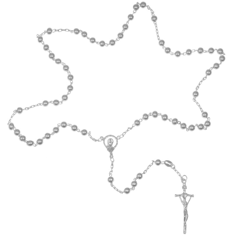 Różaniec srebrny na chrzest prezent z paciorkami rozpinany 8,9 g 925 + gratis